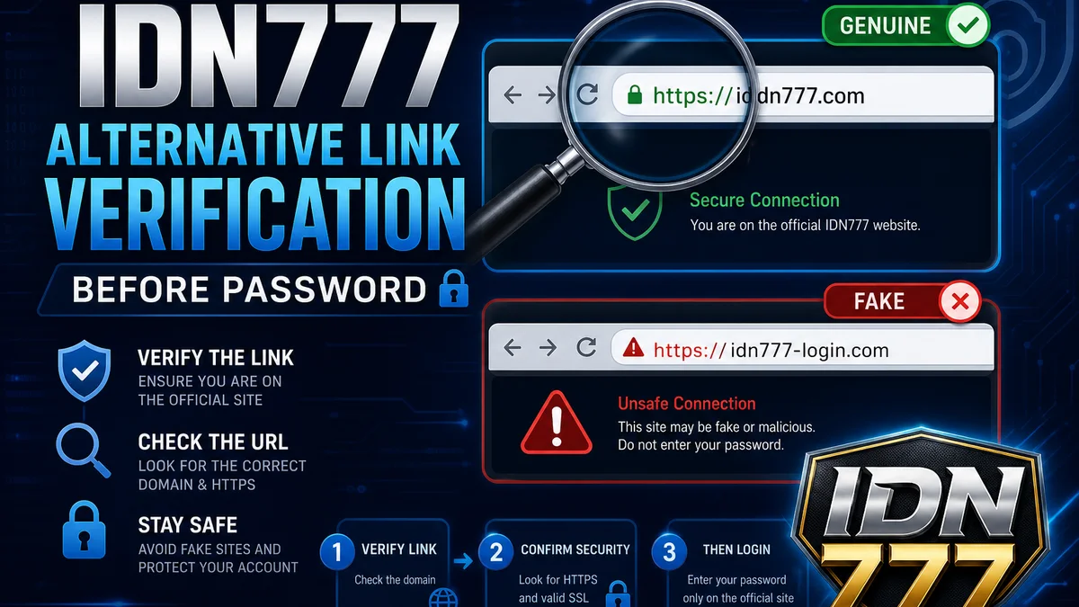 Cek tautan cadangan IDN777 sebelum mengetik password
