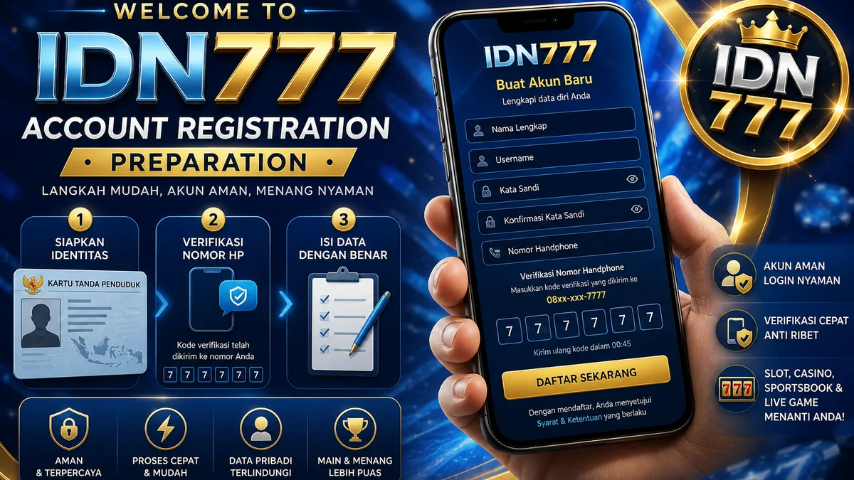 Persiapan daftar akun IDN777 di HP